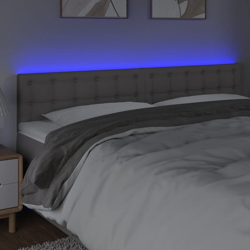 vidaXL szürke műbőr LED-es fejtámla 160 x 5 x 78/88 cm