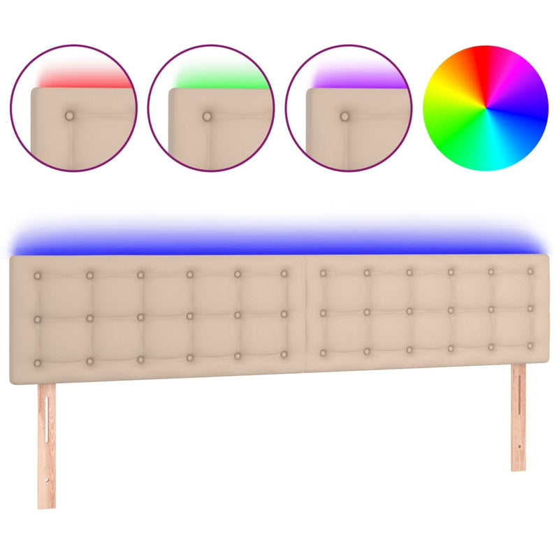 vidaXL cappuccino színű műbőr LED-es fejtámla 160 x 5 x 78/88 cm