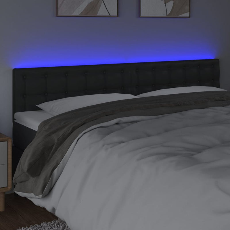 vidaXL fekete műbőr LED-es fejtámla 180 x 5 x 78/88 cm
