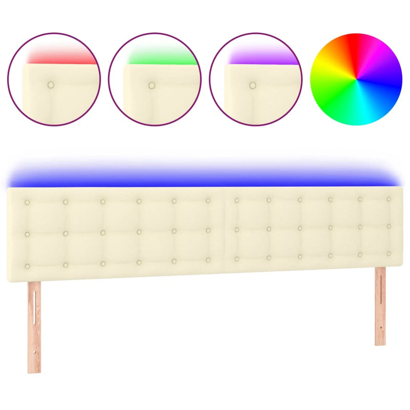 vidaXL krémszínű műbőr LED-es fejtámla 200 x 5 x 78/88 cm