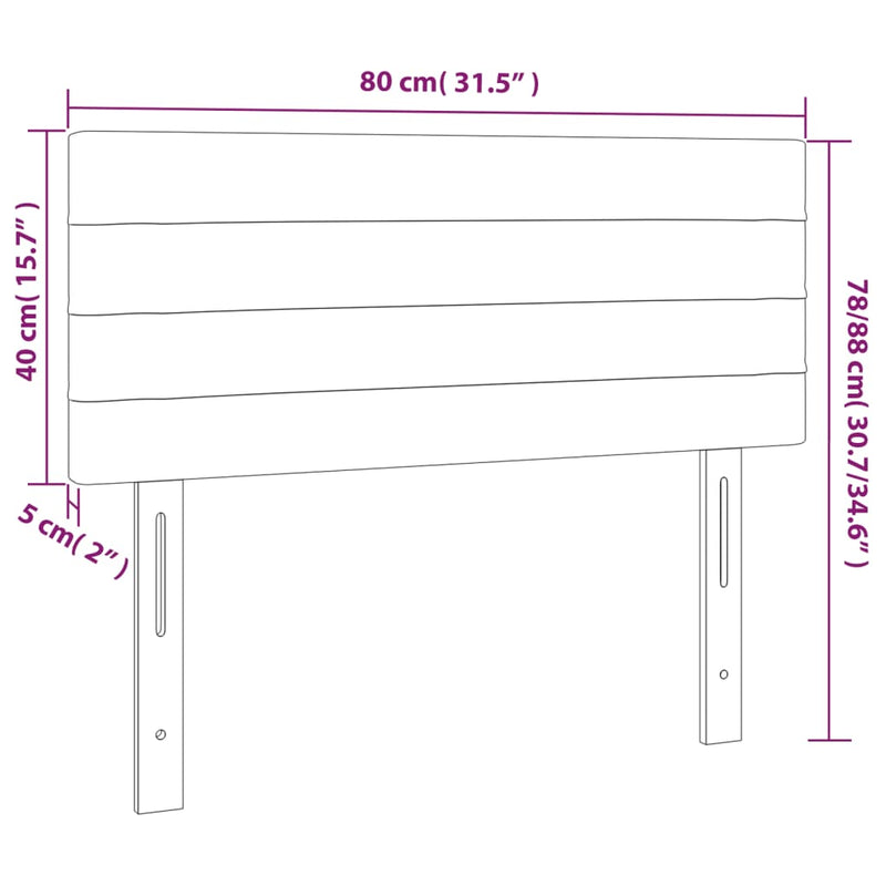 vidaXL fekete szövet LED-es fejtámla 80 x 5 x 78/88 cm