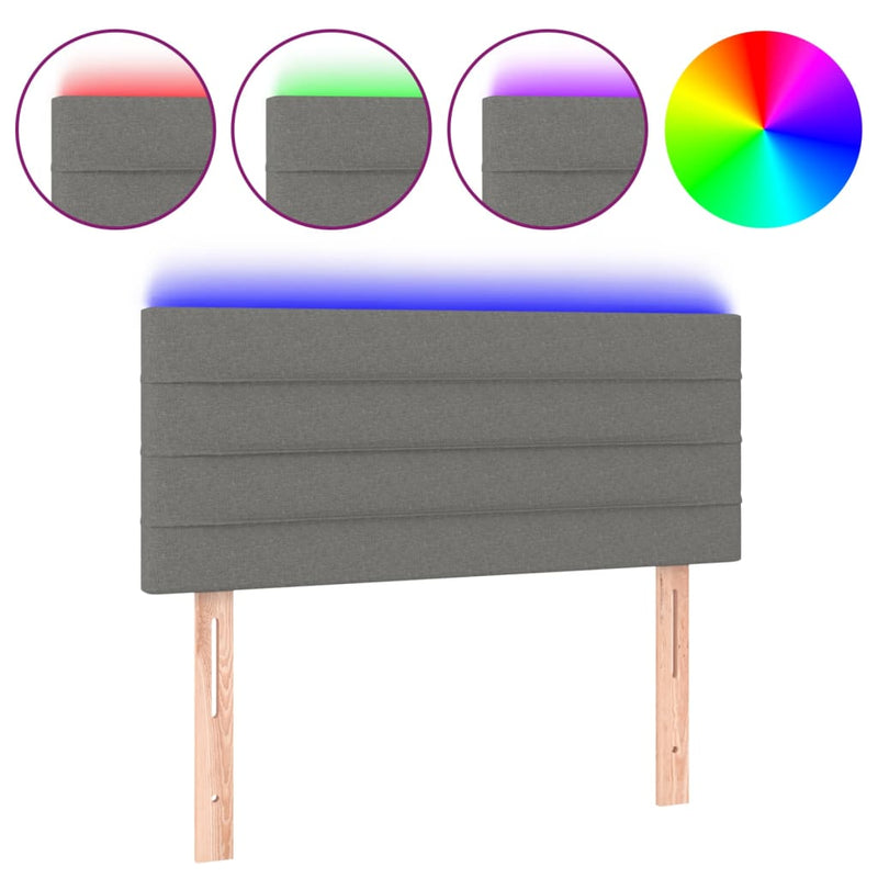 vidaXL sötétszürke szövet LED-es fejtámla 90x5x78/88 cm