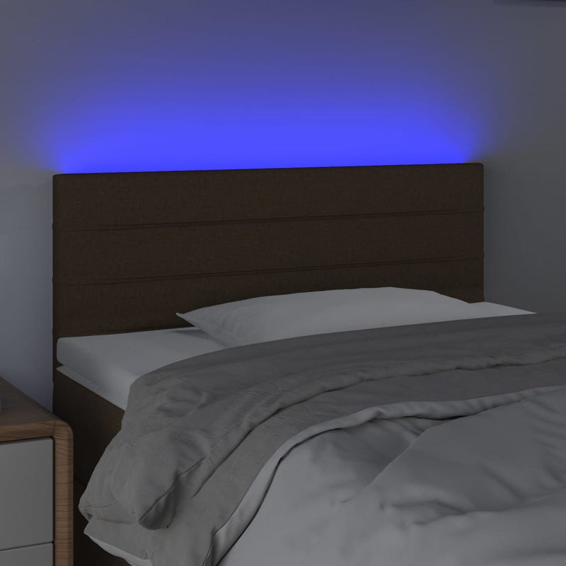 vidaXL sötétbarna szövet LED-es fejtámla 90x5x78/88 cm