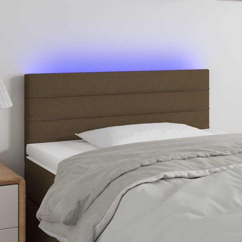 vidaXL sötétbarna szövet LED-es fejtámla 90x5x78/88 cm