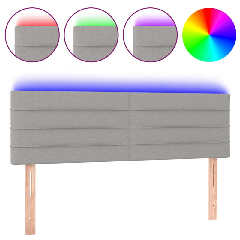 vidaXL világosszürke szövet LED-es fejtámla 144 x 5 x 78/88 cm