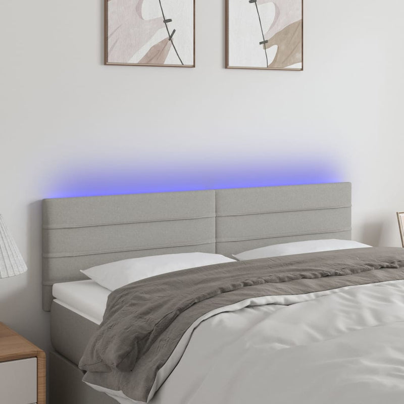 vidaXL világosszürke szövet LED-es fejtámla 144 x 5 x 78/88 cm