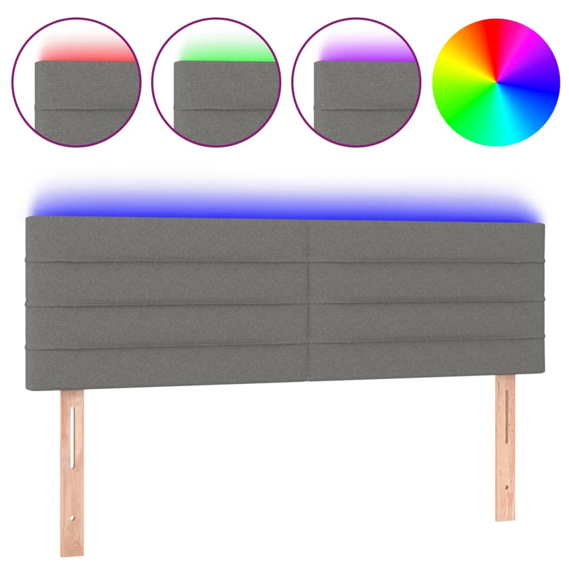 vidaXL sötétszürke szövet LED-es fejtámla 144x5x78/88 cm