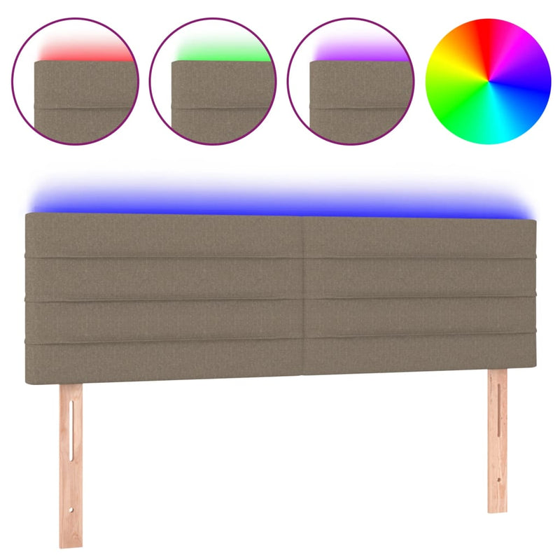 vidaXL tópszínű szövet LED-es fejtámla 144x5x78/88 cm