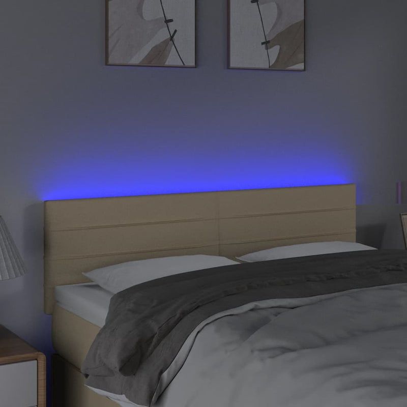 vidaXL krémszínű szövet LED-es fejtámla 144x5x78/88 cm