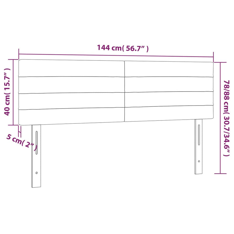 vidaXL krémszínű szövet LED-es fejtámla 144x5x78/88 cm