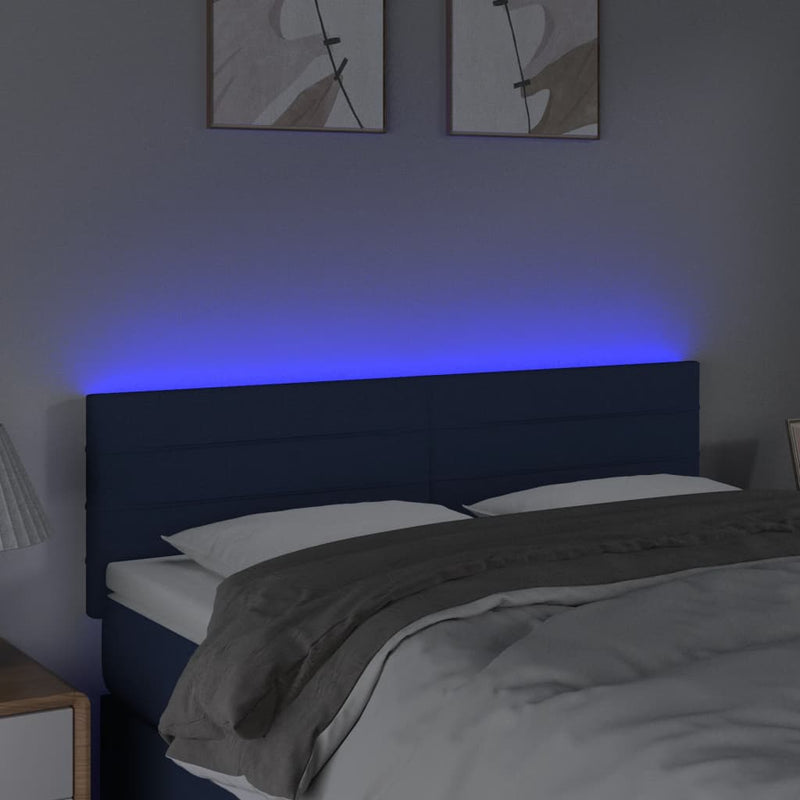 vidaXL kék szövet LED-es fejtámla 144x5x78/88 cm