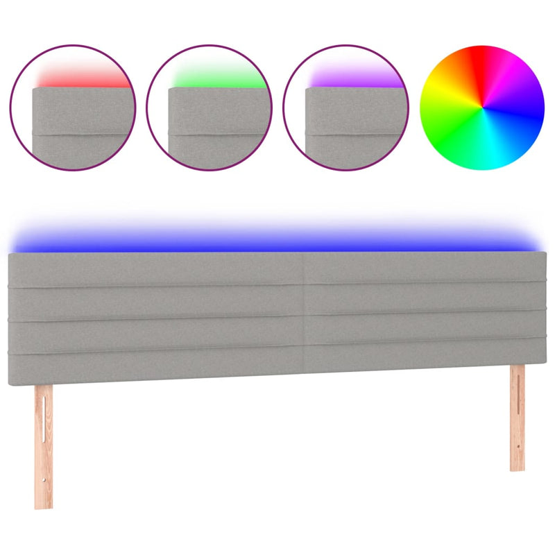 vidaXL világosszürke szövet LED-es fejtámla 160x5x78/88 cm
