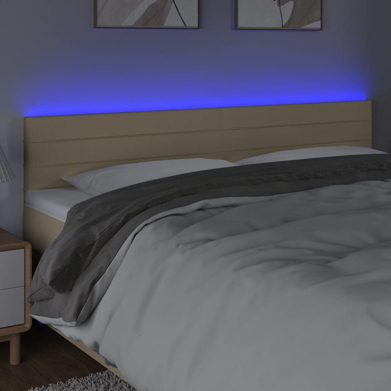 vidaXL krémszínű szövet LED-es fejtámla 160x5x78/88 cm