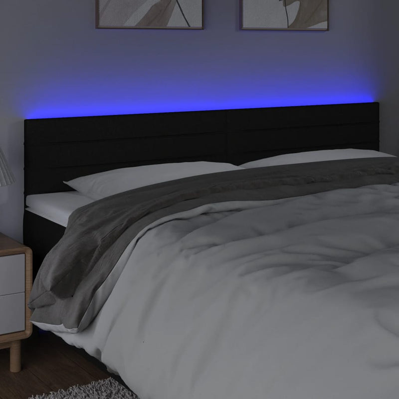 vidaXL fekete szövet LED-es fejtámla 180x5x78/88 cm