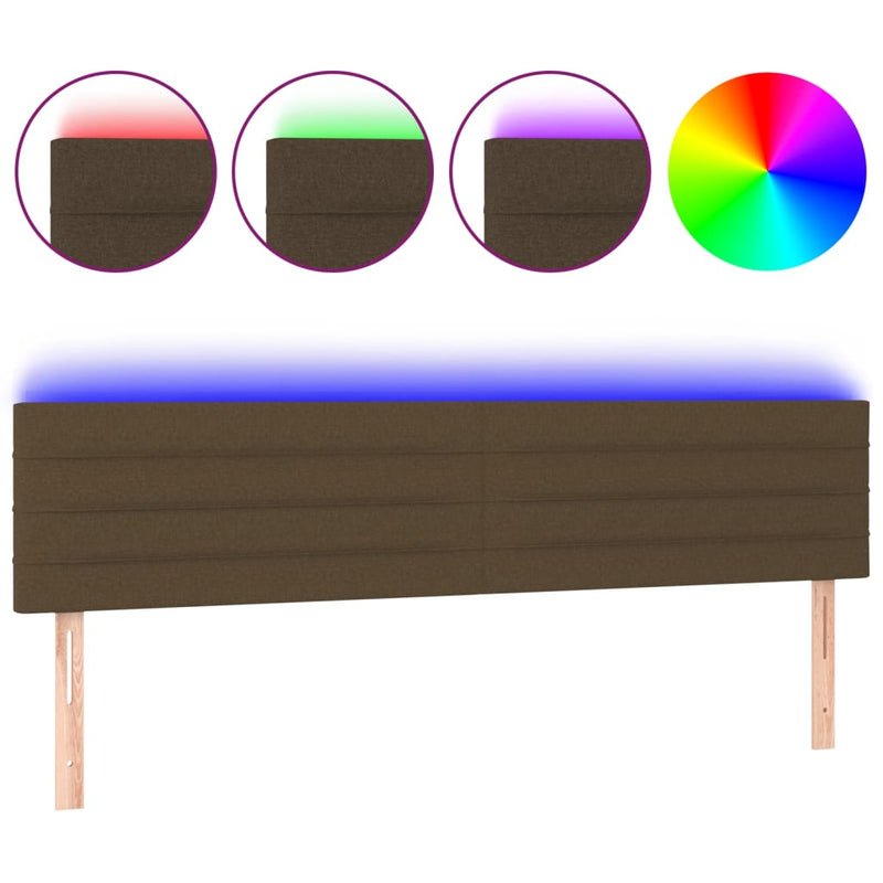 vidaXL sötétbarna szövet LED-es fejtámla 180x5x78/88 cm
