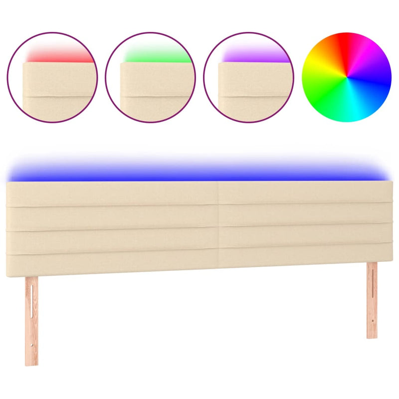 vidaXL krémszínű szövet LED-es fejtámla 180x5x78/88 cm