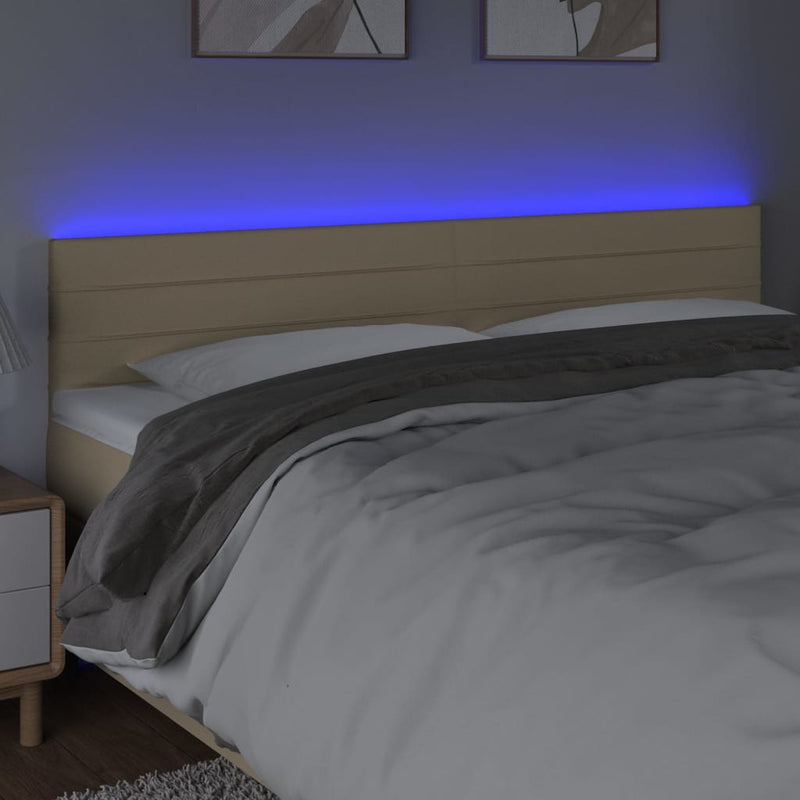 vidaXL krémszínű szövet LED-es fejtámla 180x5x78/88 cm