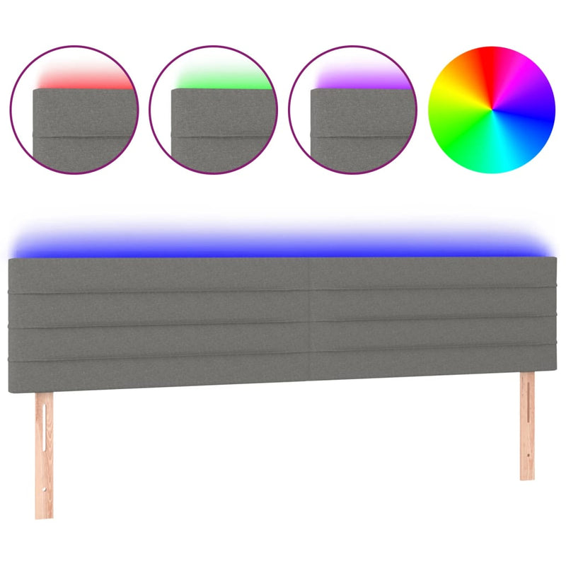 vidaXL sötétszürke szövet LED-es fejtámla 200x5x78/88 cm