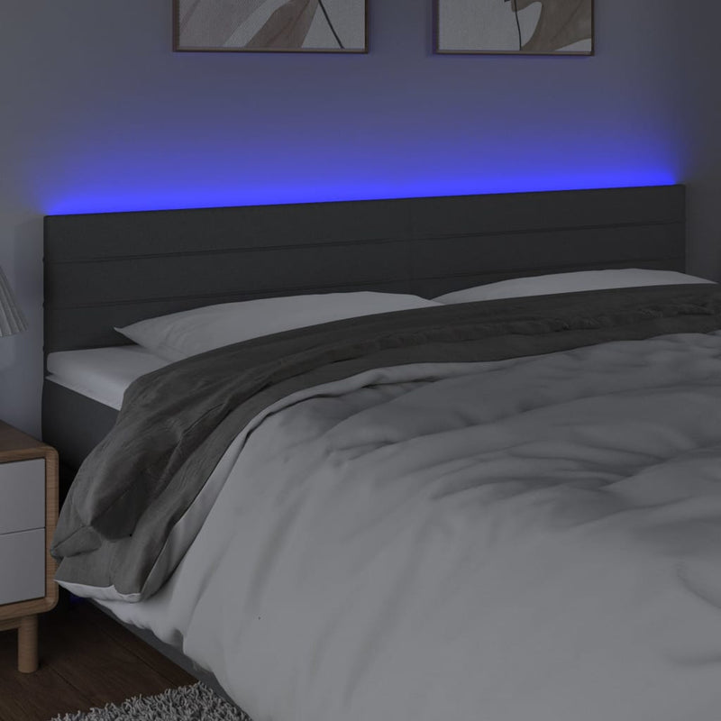vidaXL sötétszürke szövet LED-es fejtámla 200x5x78/88 cm