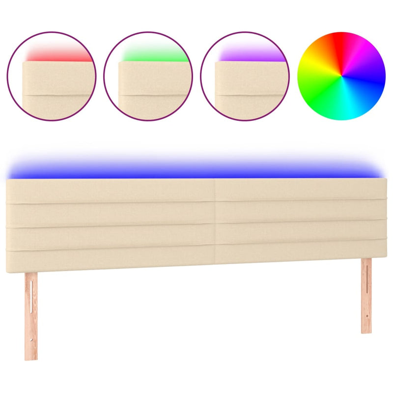 vidaXL krémszínű szövet LED-es fejtámla 200x5x78/88 cm