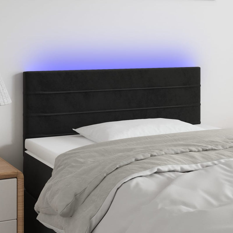 vidaXL fekete bársony LED-es fejtámla 80 x 5 x 78/88 cm