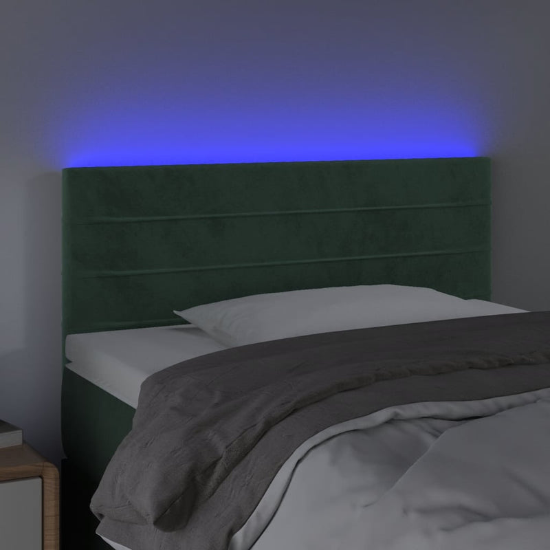 vidaXL sötétzöld bársony LED-es fejtámla 80 x 5 x 78/88 cm