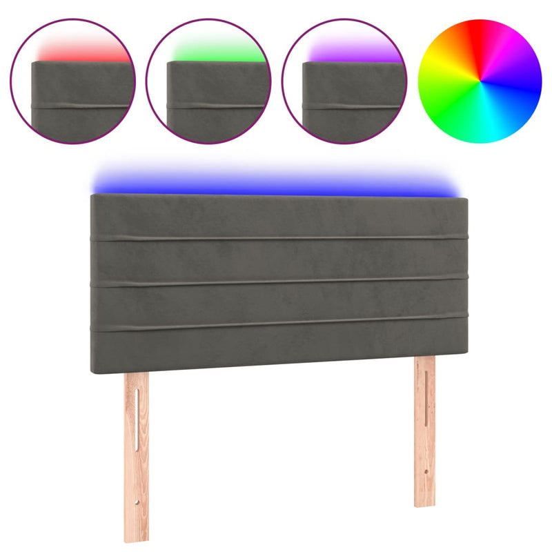 vidaXL sötétszürke bársony LED-es fejtámla 90x5x78/88 cm