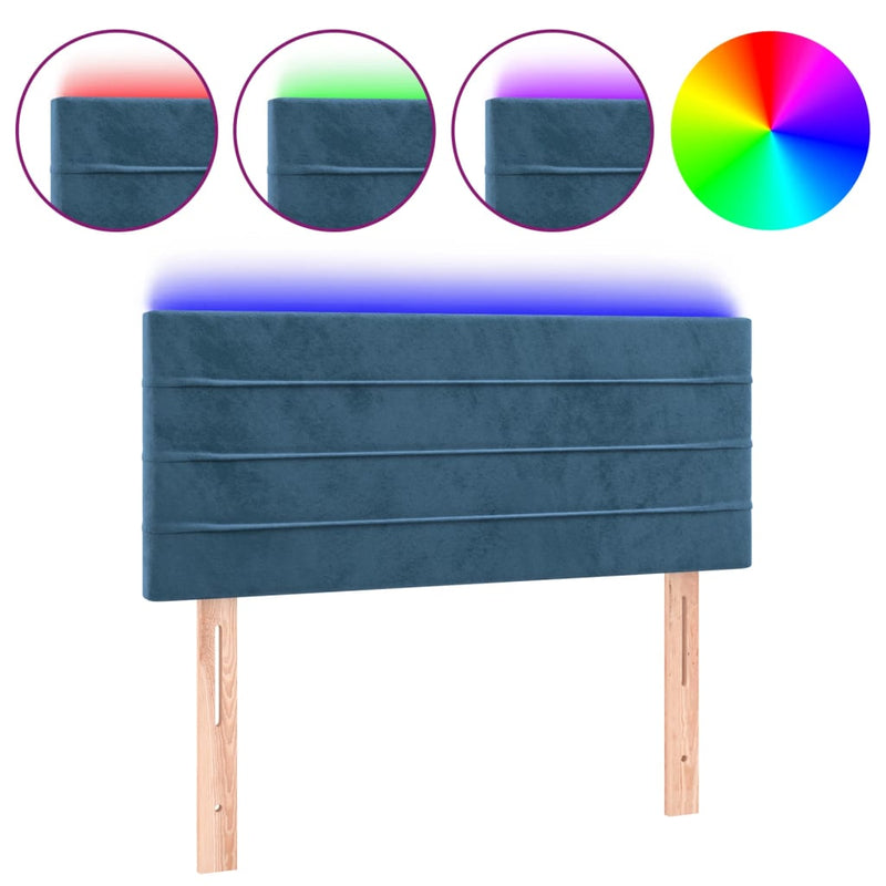 vidaXL sötétkék bársony LED-es fejtámla 90x5x78/88 cm