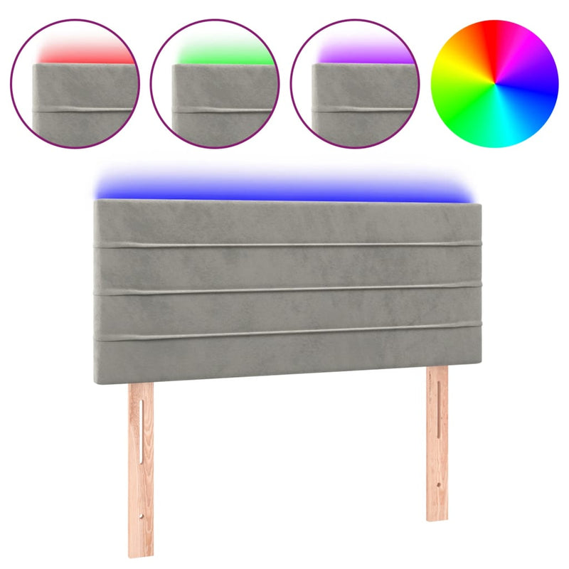 vidaXL világosszürke bársony LED-es fejtámla 100x5x78/88 cm
