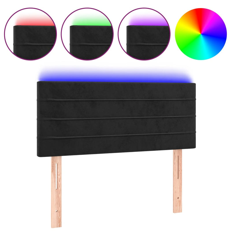 vidaXL fekete bársony LED-es fejtámla 100x5x78/88 cm