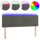 vidaXL sötétszürke bársony LED-es fejtámla 144x5x78/88 cm