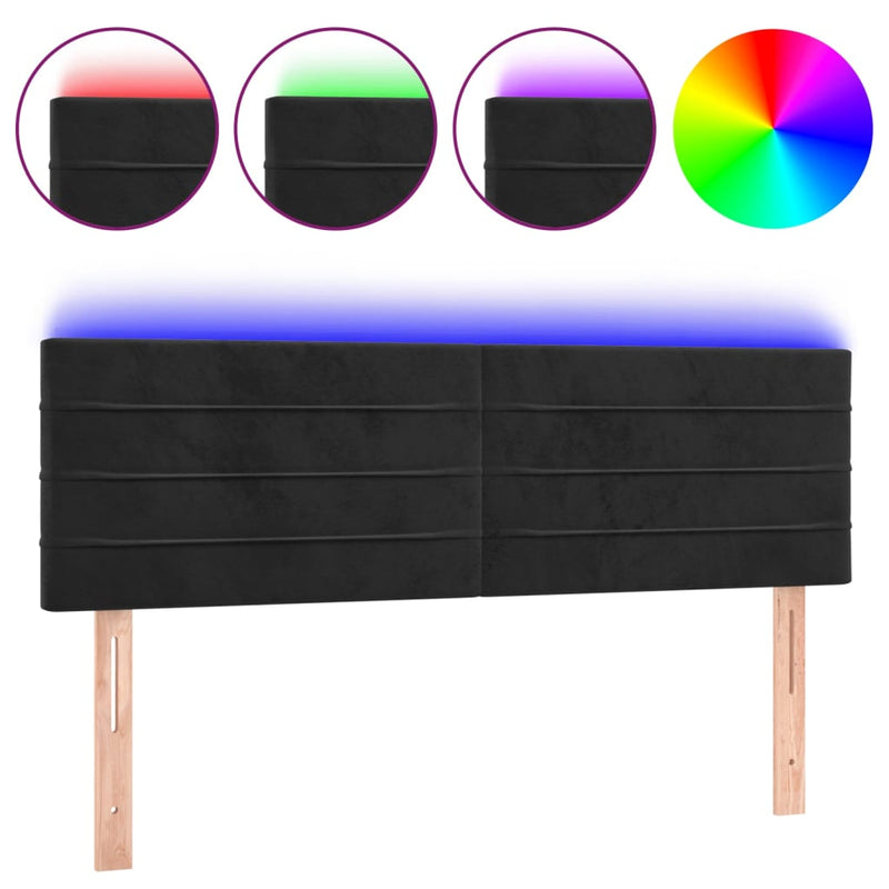 vidaXL fekete bársony LED-es fejtámla 144x5x78/88 cm