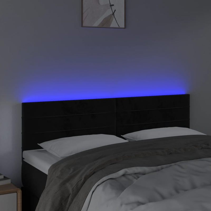 vidaXL fekete bársony LED-es fejtámla 144x5x78/88 cm