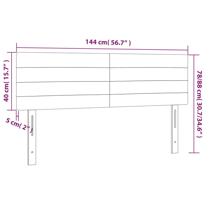 vidaXL fekete bársony LED-es fejtámla 144x5x78/88 cm