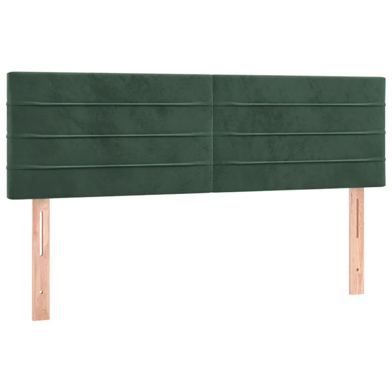 vidaXL sötétzöld bársony LED-es fejtámla 144x5x78/88 cm