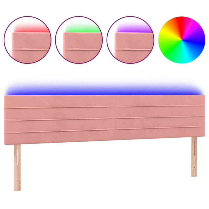 vidaXL rózsaszín bársony LED-es fejtámla 180x5x78/88 cm
