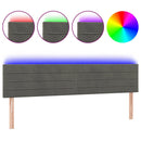 vidaXL sötétszürke bársony LED-es fejtámla 200x5x78/88 cm