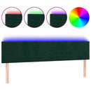 vidaXL sötétzöld bársony LED-es fejtámla 200x5x78/88 cm