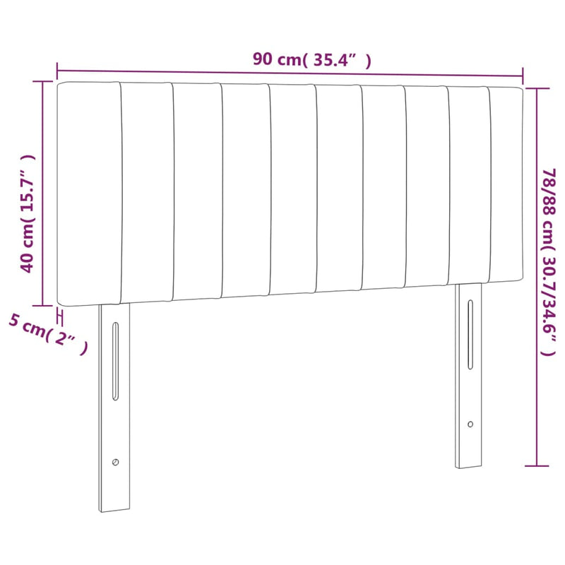 vidaXL világosszürke szövet LED-es fejtámla 90x5x78/88 cm