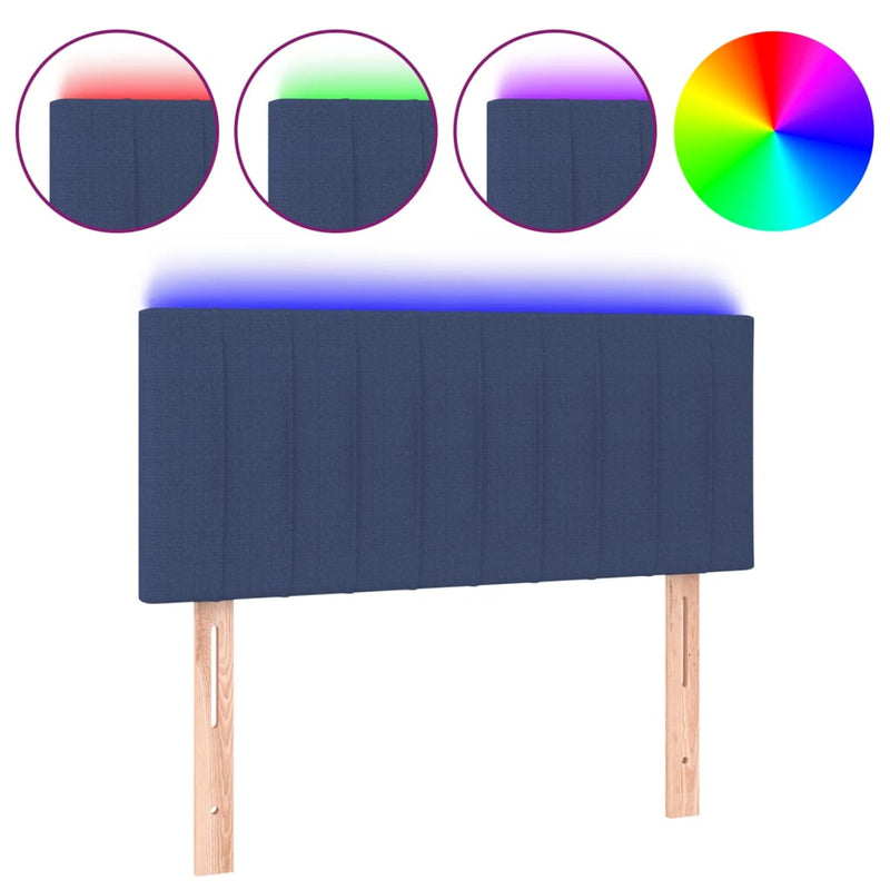 vidaXL kék szövet LED-es fejtámla 90x5x78/88 cm