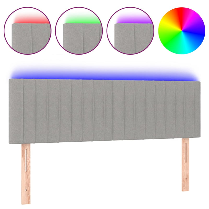 vidaXL világosszürke szövet LED-es fejtámla 144 x 5 x 78/88 cm