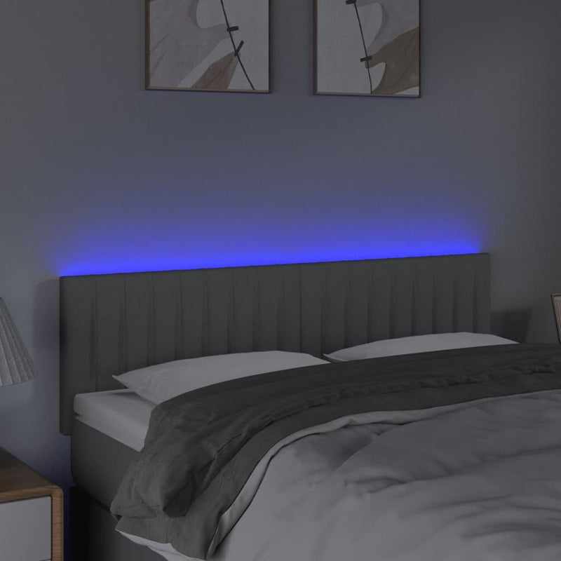 vidaXL világosszürke szövet LED-es fejtámla 144 x 5 x 78/88 cm