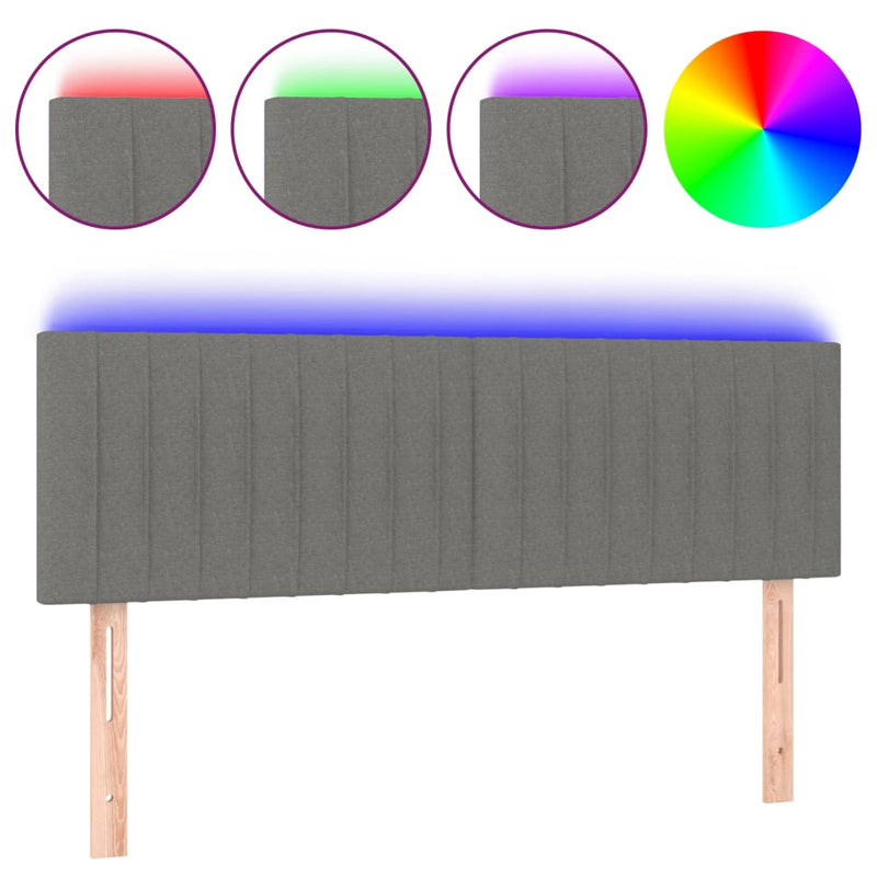 vidaXL sötétszürke szövet LED-es fejtámla 144x5x78/88 cm