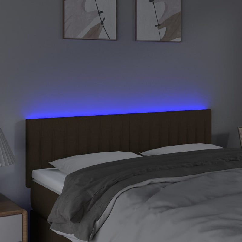 vidaXL sötétbarna szövet LED-es fejtámla 144x5x78/88 cm