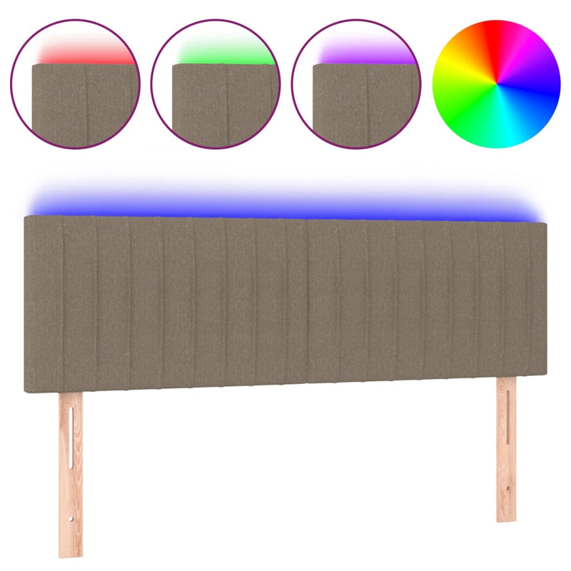 vidaXL tópszínű szövet LED-es fejtámla 144x5x78/88 cm