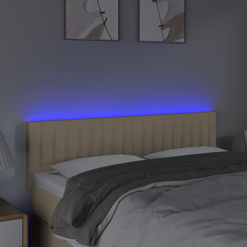 vidaXL krémszínű szövet LED-es fejtámla 144x5x78/88 cm