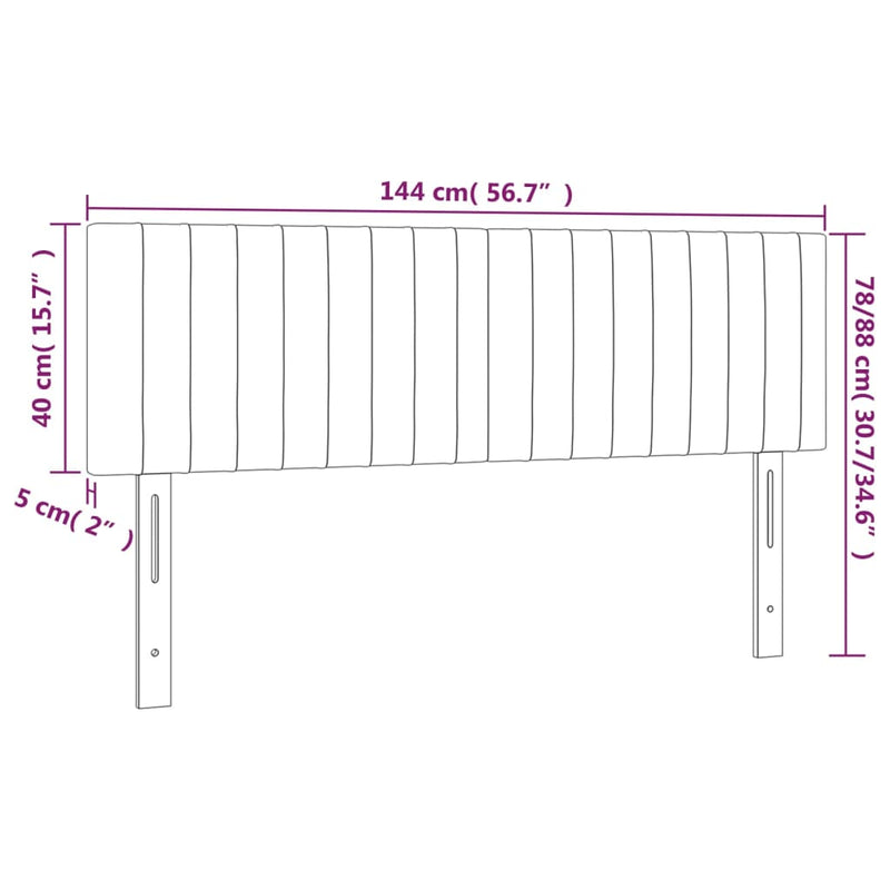 vidaXL krémszínű szövet LED-es fejtámla 144x5x78/88 cm