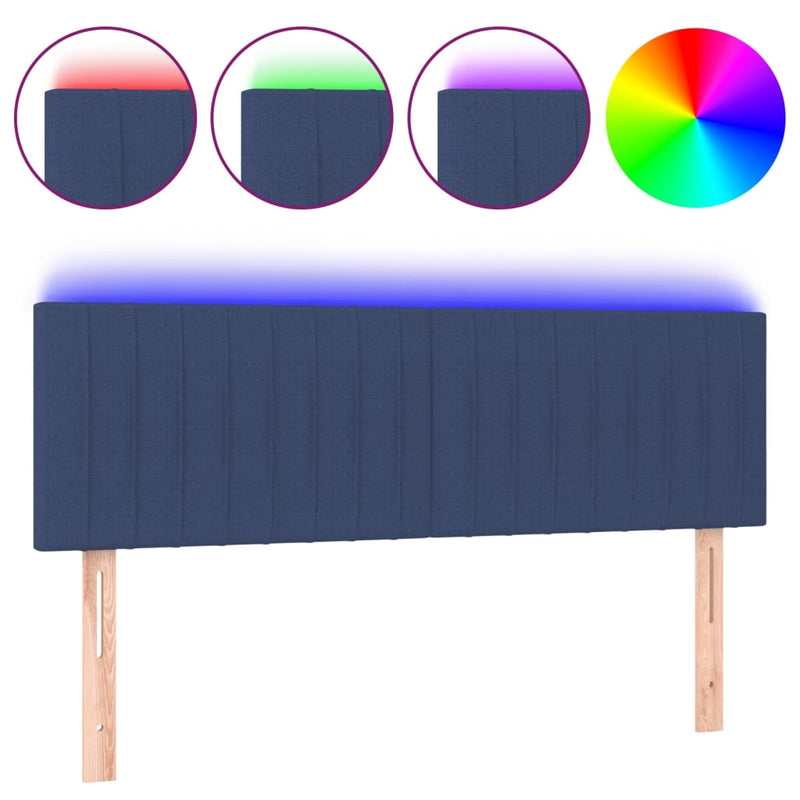 vidaXL kék szövet LED-es fejtámla 144x5x78/88 cm