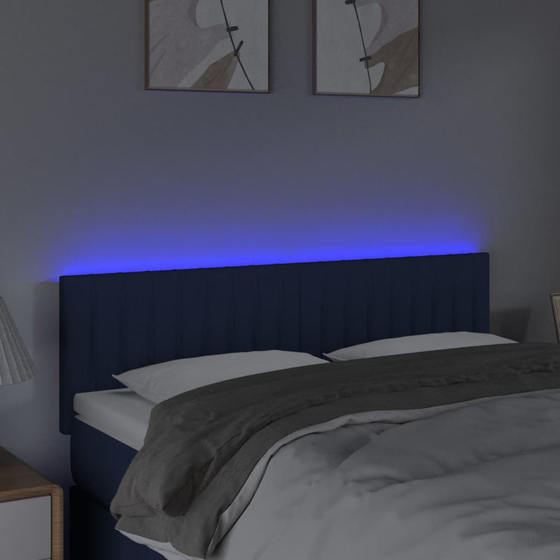 vidaXL kék szövet LED-es fejtámla 144x5x78/88 cm