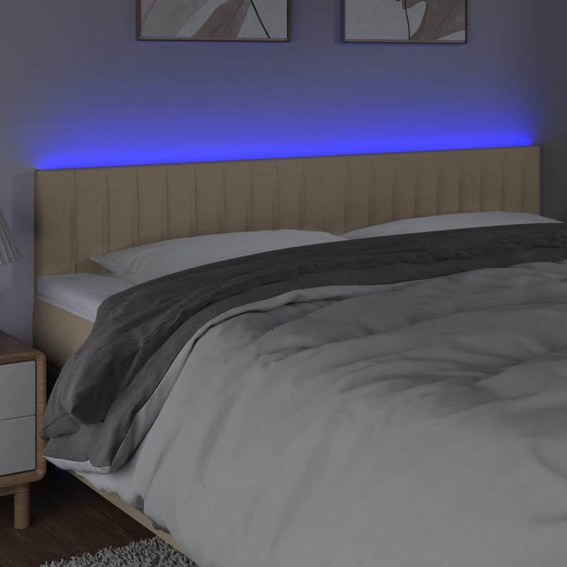 vidaXL krémszínű szövet LED-es fejtámla 160x5x78/88 cm